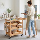 Art Cart  Beech Wood Art Supply Cart Organizer On Wheels For Home Studio