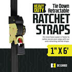 Dc Cargo Retractable Ratchet Strap Tie Down Straps W  S-hooks 1  X 6  4-pack