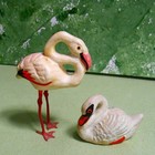 Set Of Two German Putz Flamingo And Swan- Marked Germany