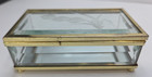 Vintage Clear Etched Glass And Brass Jewelry Or Trinket Box 4 5 