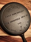 Victor  Fully Marked Cast Iron Skillet  7  The Griswold Mfg  Co   721  Epu