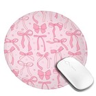 Pink Cute Ribbon Bow Round Mouse Pad Small Gaming 8l X 8w Inches  Black3