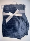 Nwot Stylish Baby Soft Flannel Fleece Baby Infant Throw Blanket In Dark Blue