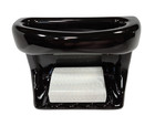 Vintage Black Ceramic Soap Dish Tray Washcloth Holder Shower Cloth Bar Rack