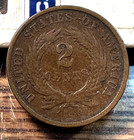1864 2 Cent Piece Nice Original F vf Chrc