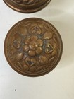 Antique 1800 s Old Victorian Brass  Bronze Cast Door Knobs Set 2 Hearts