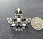 Rare Vintage 1940s Zuni Sterling Silver Knifewing Pin brooch Black And White