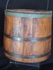 Antique Wooden Firkin Bucket Primitive Farmhouse Butter Pail Staved Wood 12 