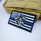 Saint Michael Thin Blue Line Religious American Flag Morale Patch Hook And Loop