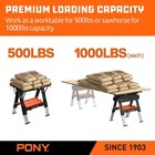 Pony Portable Folding Work Table 2-in-1 Sawhorse   Workbench 4pc Clamp bench Dog