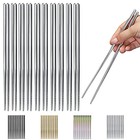 10 Pairs Reusable Chopsticks - Stainless Steel Metal Chopsticks - 1  Silver