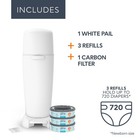 Diaper Genie Complete Pail  white    Includes 3 Refills That Hold Up To 810