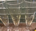 Vtg 5 Etched Stardust Clear Pilsner Fluted Beer Glasses 8 1 4   tall Mcm