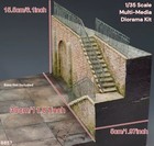 1 35 Wwii Diorama Accessory Factory Wall W  Stairs   Railings Model Kit 8857