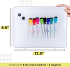 Mr  Pen- Dry Erase Board  12 5  X 9 5  With 8 Markers And 2 Magnets  White 