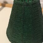 Vintage Seed Glass Beaded Sturdy Lamp Shade Only 4 x5   Green Deco Retro