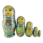 Nesting Dolls 7 8  5 Piece  Blue Snow Maiden Fairytale Set Russian Matryoshka