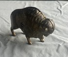 Vintage Cast Iron Buffalo Bison Coin Still Bank 3 1 2  T X 4 1 2 