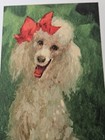 Vintage Unused Norcross Christmas Card White Poodle Dog Red Bow W  Envelope