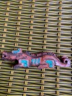 Wow Chinese Old Hetian Jade Inlaid Turquoise Hand Carved  tiger  Military Tally