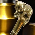 Bronze Cat Head Walking Stick Cane Vintage Design Wood Handle Rare Gift Gilded