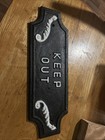 Large Vintage Cast Iron Sign    keep Out     Industrial  Reclaimed  Art  Heavy Duty