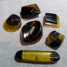 6 Antique Bakelite Layered Multicolor Buttons Tested Various Shapes Sizes