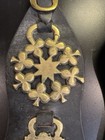 Vintage Brass Horse Saddle Bridle Medallions On Leather Display Straps