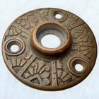 Scarce Large 2    Cast Bronze Ornate Door Knob Rosette Back Plate Round Collar