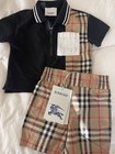 Burberry Hal Archive Beige Check Shorts And Burberry Blk Polo W check Panel 6m