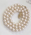 Vtg Creamy White 6 85mm Akoya Pearl 19 25    Necklace xl 14k Clasp nearly Flawless