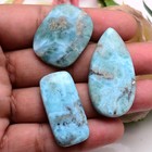 Set  Of 3 Pcs Natural Larimar Top-grade 31mm-43mm Cabochon Loose Gemstones Lot