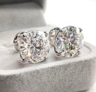 Huge   Rare 20 Ct Treated Certified Off White Diamond Solitaire Stud  925 Silver