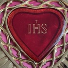 Jesus Mercy Casket Plaque Sacred Heart Gold Tone Metal Vtg Convent Catholic Wall