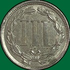 1881 Three Cent Nickel Choice Almost Uncirculated Au  unc Coin  45853
