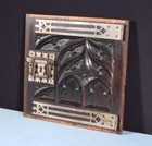Antique French Solid Chestnut Wood Carved Gothic Door W faux Hinges And Latch