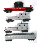  4  O Gauge Post War Lionel Train Cars  lot 7341 