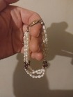 Gorgeous Vintage Genuine Pearl And Round Purple Stone Bracelet 7 Inches
