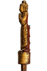 Rare 40  Antique Burmese Temple Carving Gilt Lacquer Wood Praying Figure