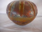 Metallic Pottery Handmade Studio Art Bulbous Round Signed Unknown Vase 3 5 
