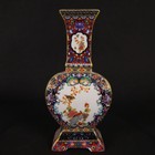 10 6  A Pair Chinese Enamel Porcelain Handpainted Exquisite Flowers birds Vase 