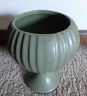 Vintage Mccoy Floraline 407 Matte Green Ribbed Pedestal Planter Vase