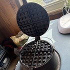 Antique Wagner Ware 1408 Cast Iron Waffle Iron Tall Base Wood Handles Pat 1910