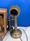 Antique Western Electric Brass Candlestick Telephone W Wood Ringer Box 