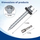 Metal Roofing Screws 300pcs10x1-1 2inch  Hex Head Sheet Metal Roof Screw With