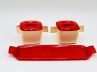 Vtg Mid-century Usa Creamer Sugar Under Tray Red White Plastic Federal Tool Co 