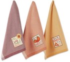 Autumn Gingham Check Kitchen Towel Set Of 3 Thanksgiving Fall Cotton Dish Cloth