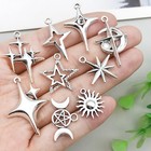 Bulk 100pcs Star Moon Charms Diy Jewelry Making Pendants Antique Silver