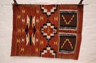Unique Atq Navajo Rug Native American Indian Pictorial Textile Weaving 26x20 Vtg