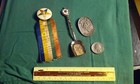 Lot 3 Oes Order Of The Eastern Star Items - Shovel Spoon   Oval Brooch   Pinback